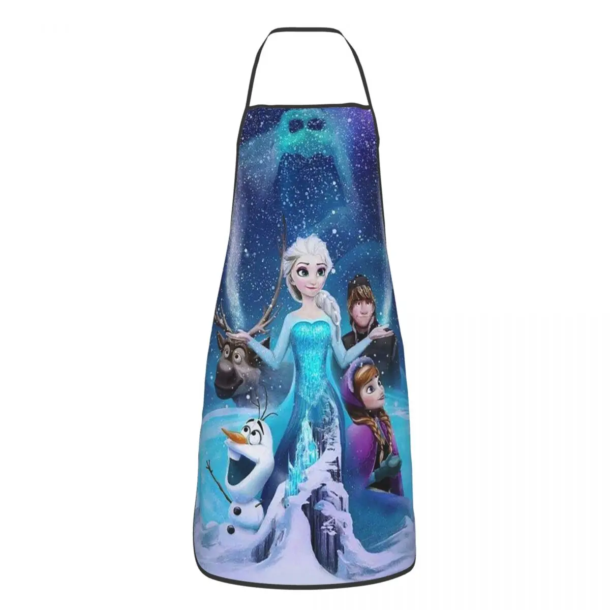 Custom Cartoon Frozen Princess Aprons Men Women Unisex Kitchen Chef Animated Movie Tablier Cuisine for Cooking Baking Gardening