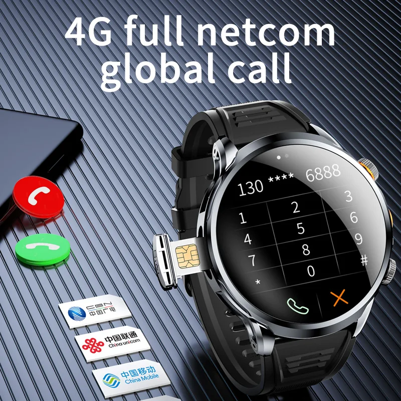 4G LTE GPS Wifi NFC SIM Card 1.95 INCH Smart Watch Men HD Camera 128GB ROM Storage Google Play Heart Rate Android Smart Watch