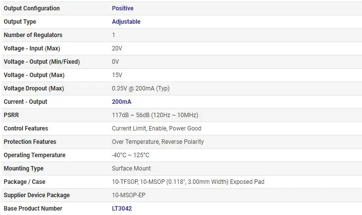 5PCS LT3042EMSE LT3042 LTGSH MSOP10 Linear Voltage Regulator IC Positive Adjustable 1 Output 200mA 10-MSOP-EP