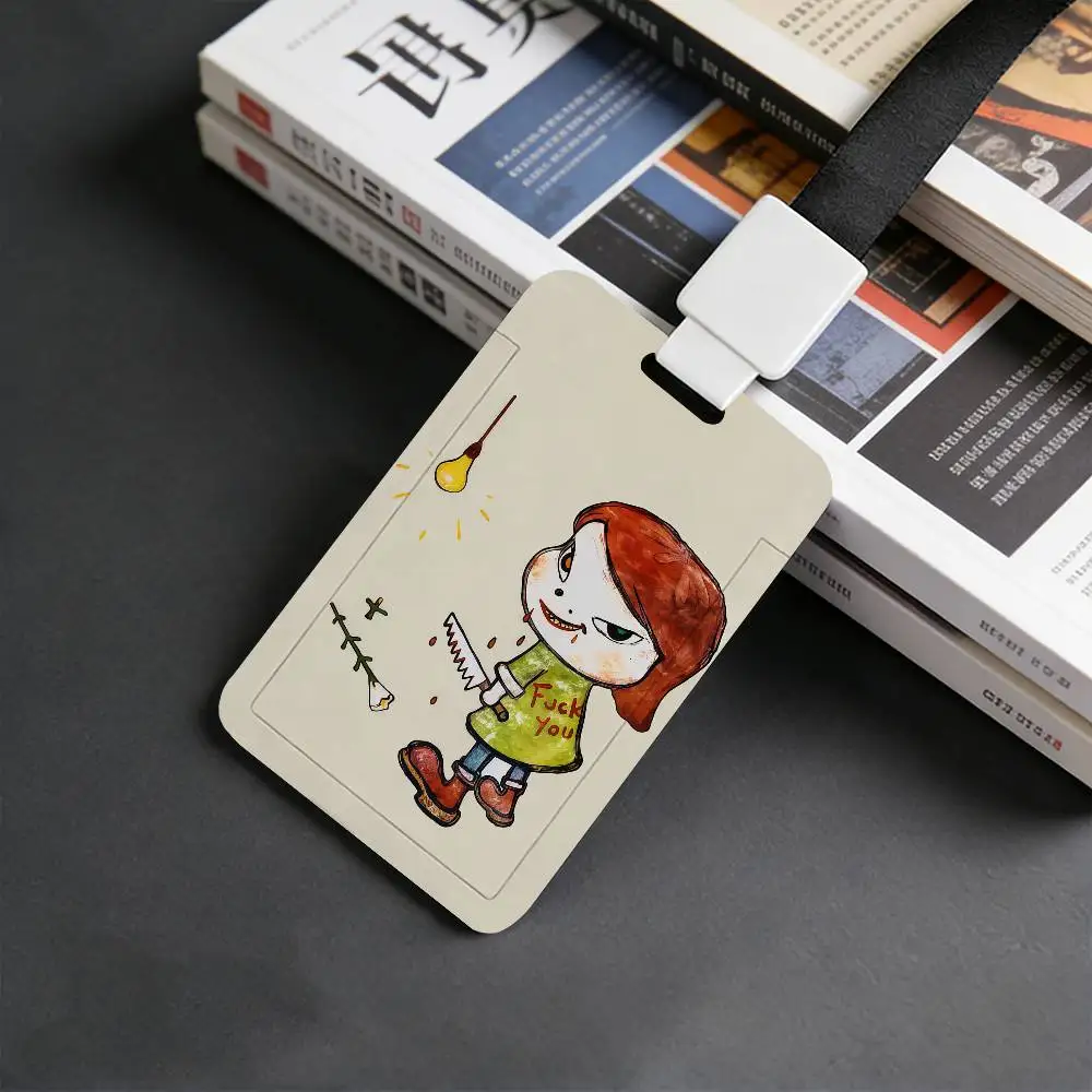 Art Y-Yoshitomo Nara Card Holder Corporate Business Work Badge Holders Uisex Credit Bus Daily Commute ID Case