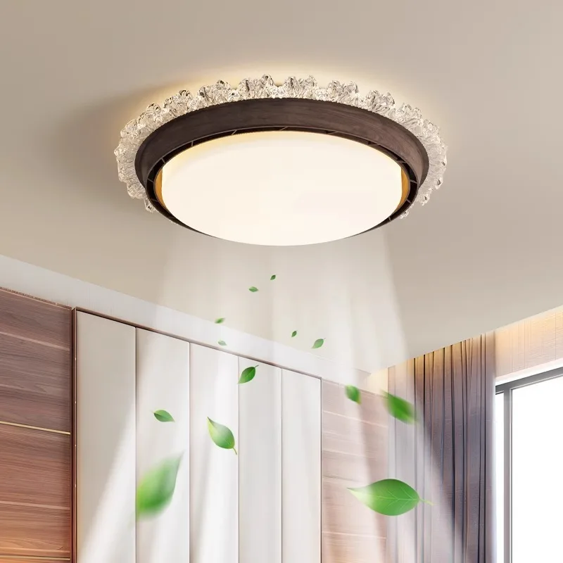 Modern Acrylic Invisible Silent Full Spectrum LED Ceiling Fan Light with Bladeless Dining Bedroom Home Decor New Energy Saving