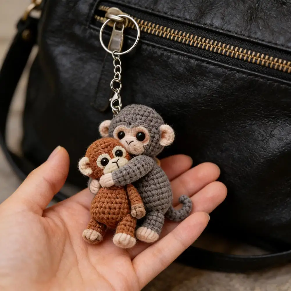 

Monkey Keychain Handmade Knitted Cute Durable Monkey Charm for Backpack Purse Keys Unique Gift for Family Friends
