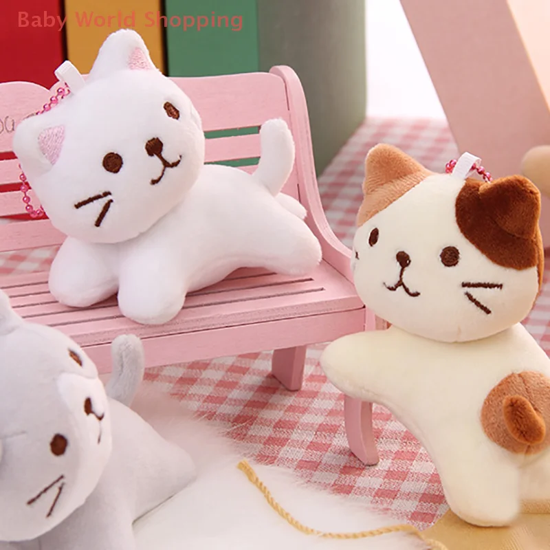 1Pcs 10cm Lovely Cartoon Animal Kitten Plush Toy Soft Stuffed Small Doll Key Ring Backpack Pendant Christmas Children's Gift
