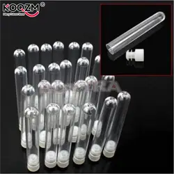 10 Pcs 12x100mm Clear Plastic Test Tubes With White Caps Stoppers Test Tube School Office Chemistry Laboratory Supplies