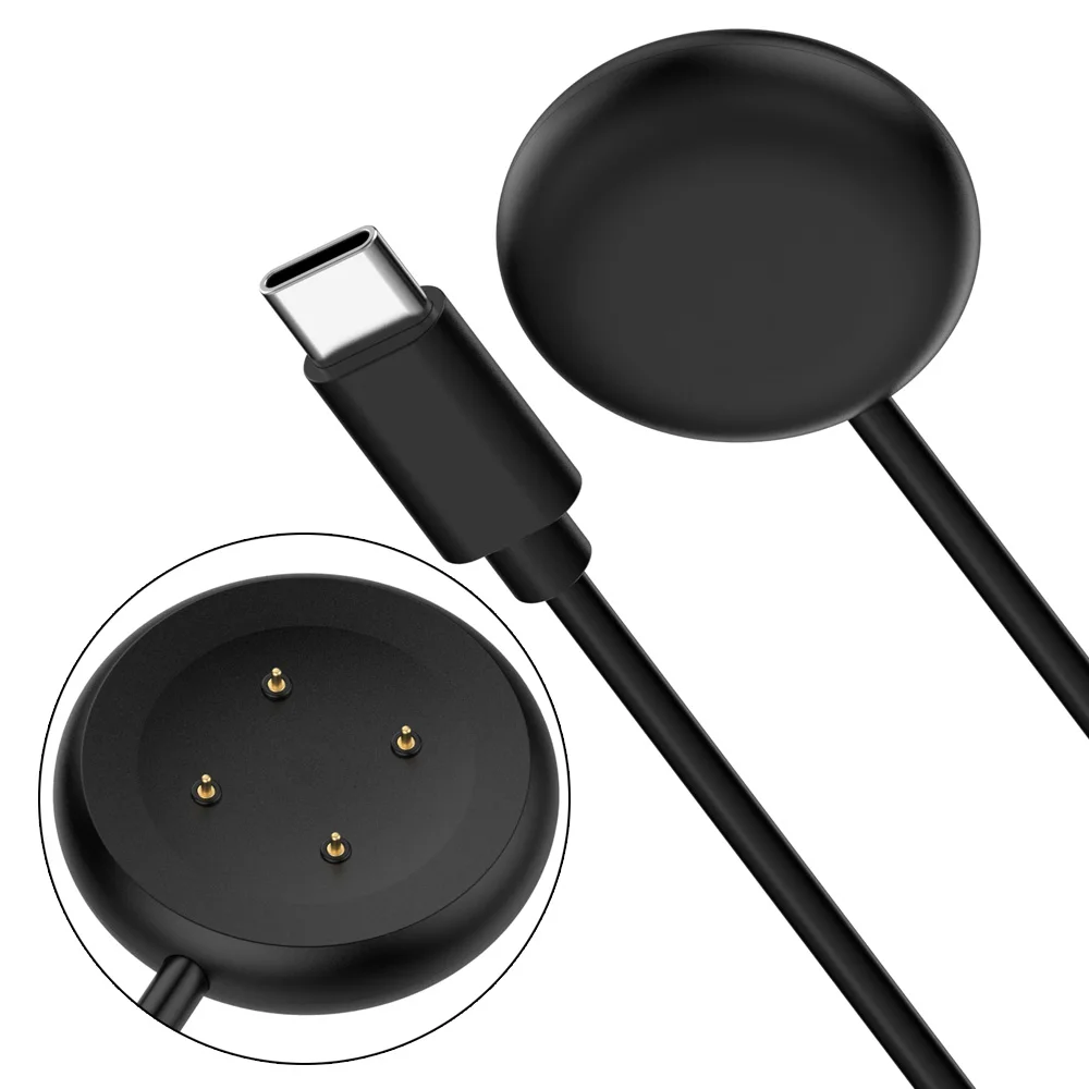 Type-C Fast Charger for Google Pixel Watch 2 Charging Cable Cord for Google Watch2 USB-A Charge Magnet USB-C Black