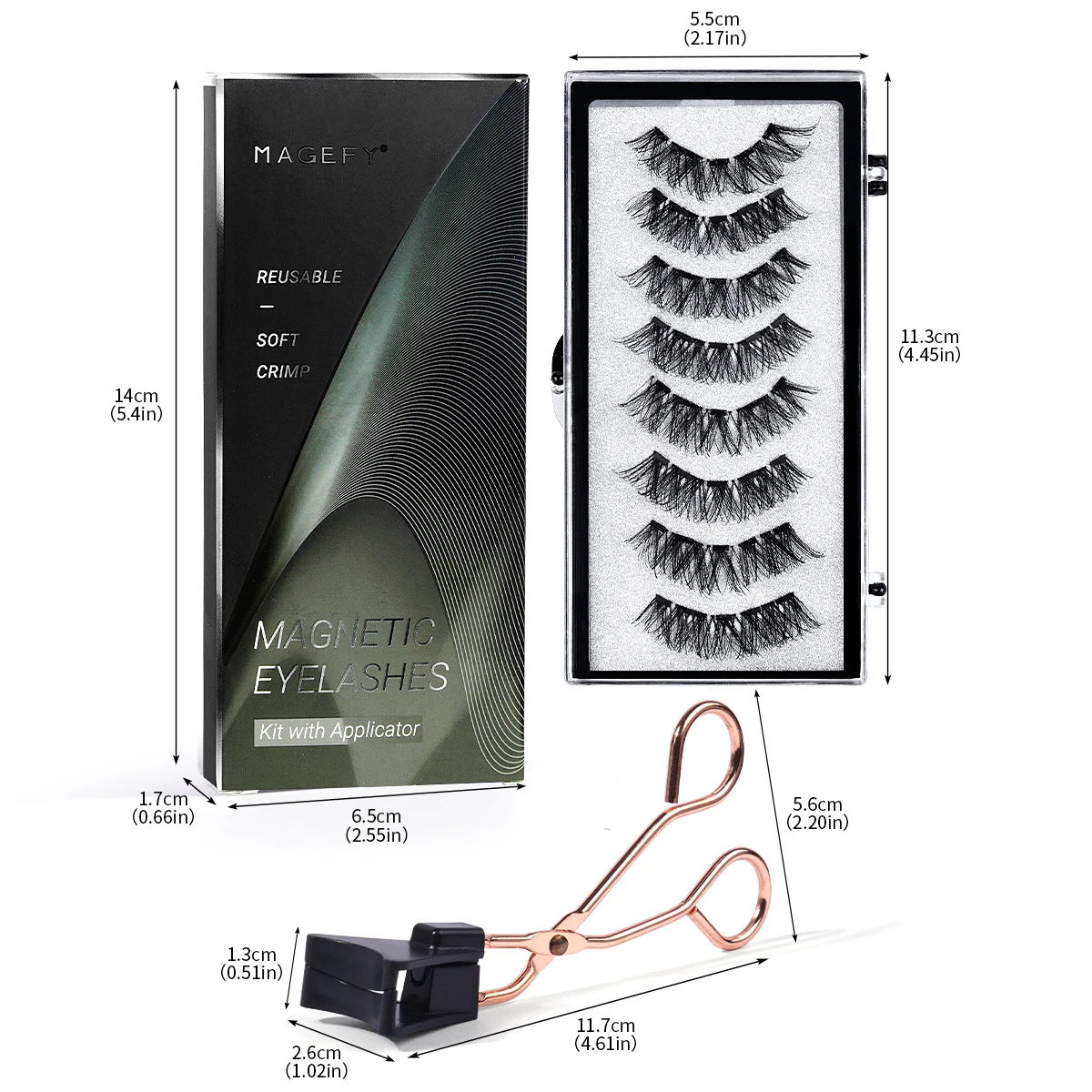 MAGEFY 2 Pairs Magnetic Eyelashes with Applicator Glue Free Waterproof and Sweat proof More Styles Cat Eye Lashes for Beginners