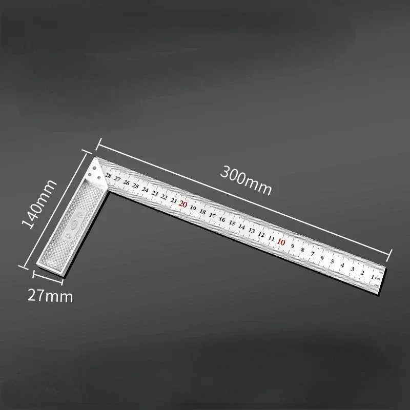 Aluminum Alloy Square Ruler Right Angle 90 Turning Ruler Woodworking Ruler Steel Turning Ruler Measuring Tools Gauge