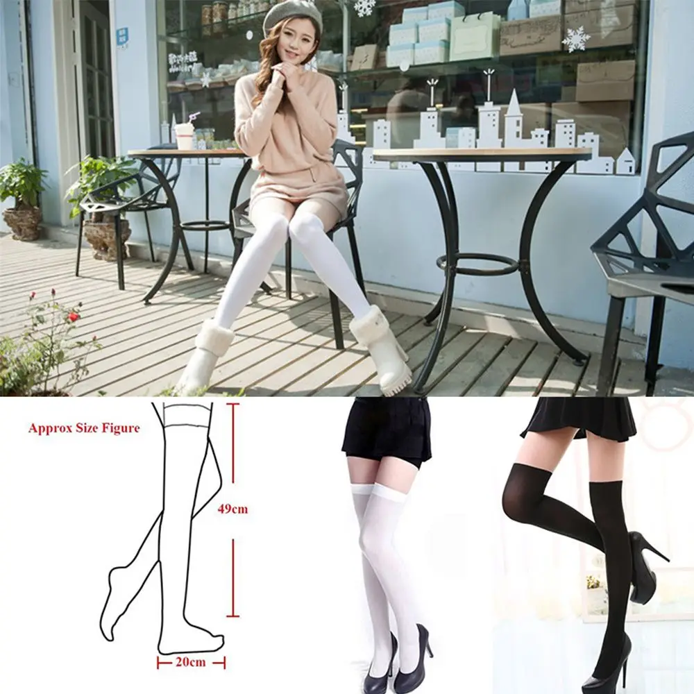 Socks New Design for Girls Ladies Women Black White Skinny Stockings Long Cotton Stockings Over Knee Thigh High Sexy Stocking