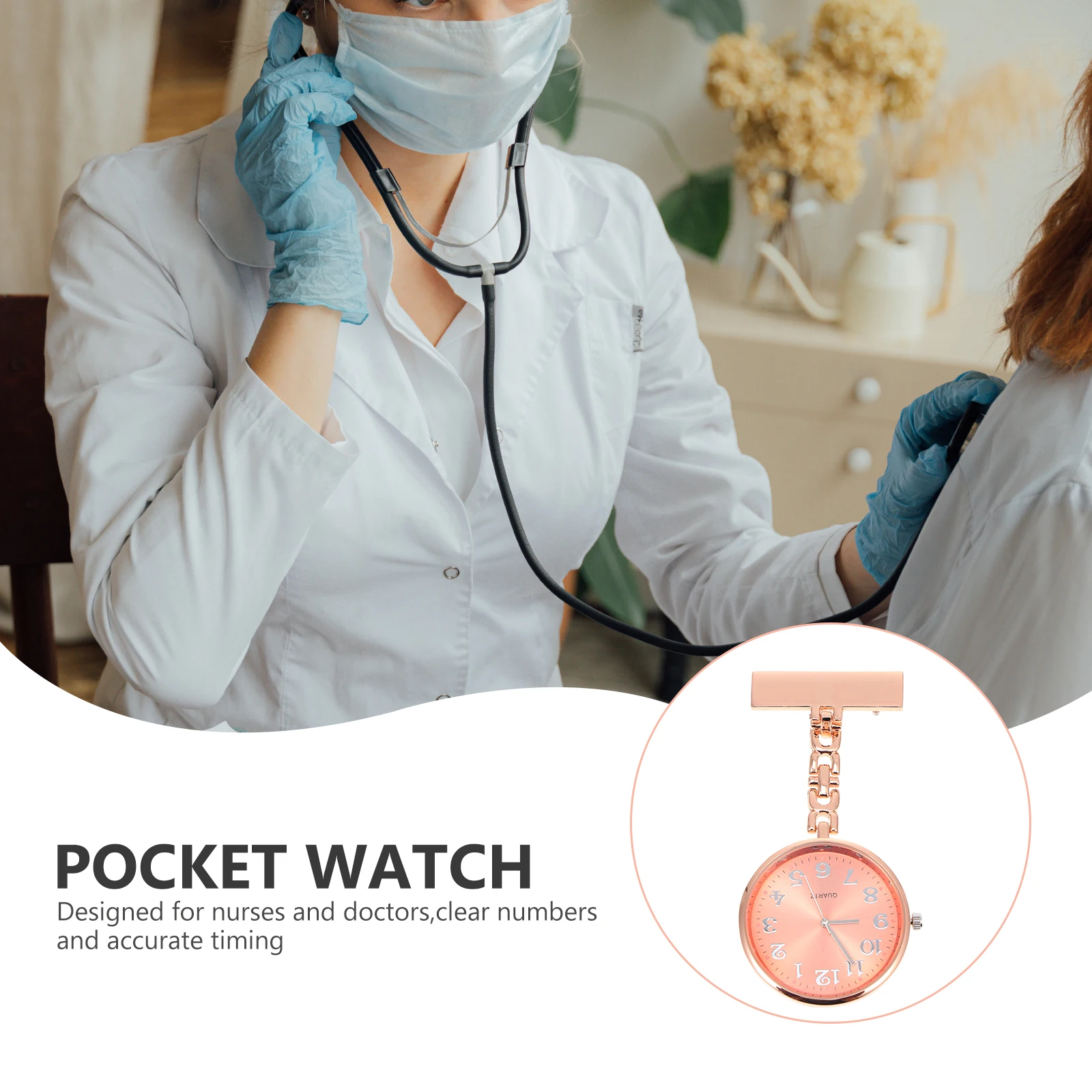

Quartz Pocket Watch Key Shape Pendant Watches for Nurse Doctor Waterproof Hanging Watch Badge Simple Timepiece Gift