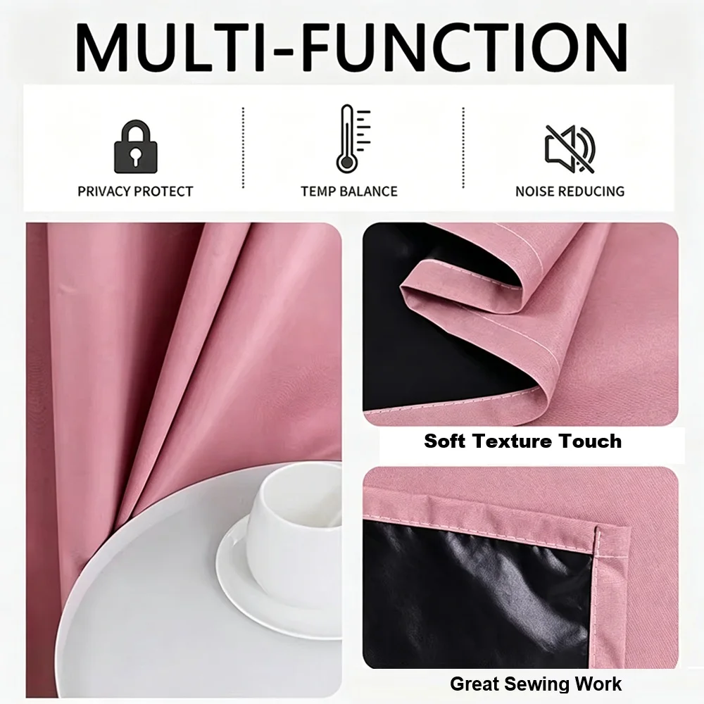 New Full Blackout Curtain Lining Solid Color Waterproof Finished Curtains Living Room Bedroom Balcony Blackout Curtains