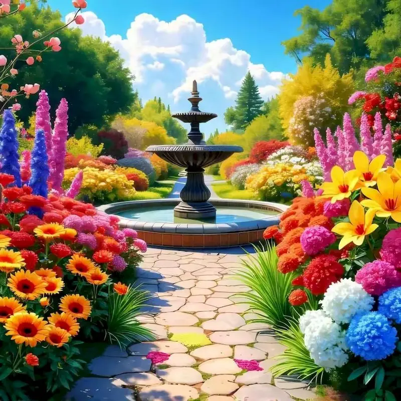 

PhotoCustom 5D Full Drill Square Diamond Painting Garden Rhinestone Kit Diamond Embroidery Landscape Mosaic Home Decoration