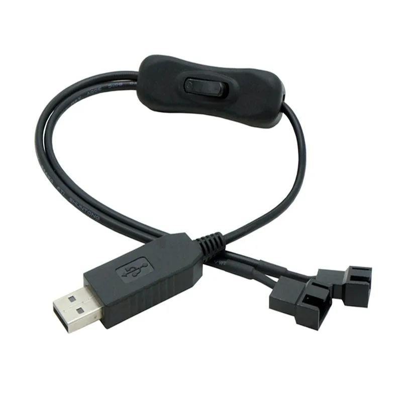 DC 12V PC Cooling Fan Speed Control,USB to Dual 3-Pin 4-Pin Fan Power Adapter Cable,DC 5V Step up 5-12V Adjustable Cable