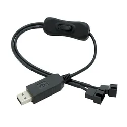 12V Step-Up USB to Dual PC Fans Power Adapter Cable, Full Fan Speed Adapter for 3-Pin/4-Pin Cooling Fans with ON Off Switch