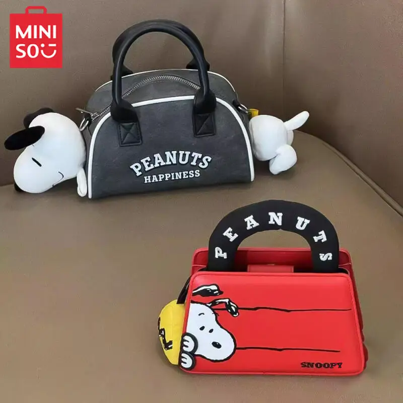 

New Miniso Snoopy Bag Cartoon Kawaii Peanut Comics 75Th Anniversary Snoopy Doll Bag Handheld Single Shoulder Cross Shoulder Bag