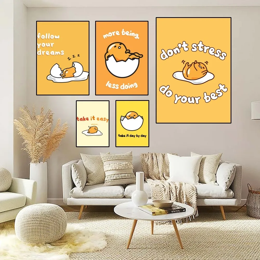 Gudetama Kawaii Poster Home Room Decor Aesthetic Art Wall Painting Stickers