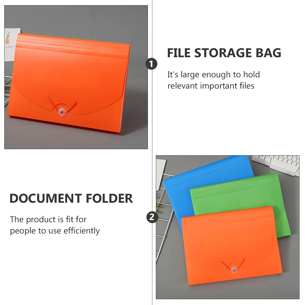 Document Folder Large Capacity Storage Bag Portable Office File Pouch Efficient Orange File Folder Documents Organizer Envelope