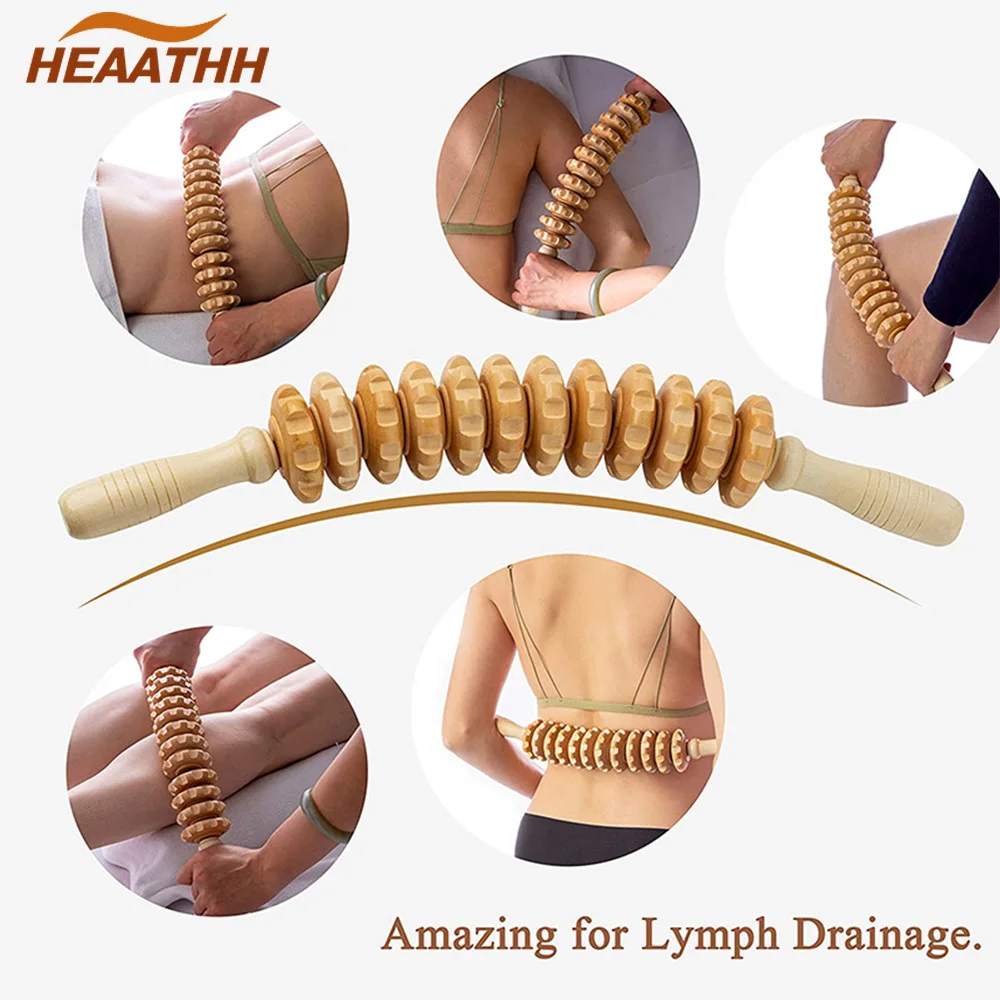 

12 Wheel Wood Therapy Roller Massage Tool, Curved Designed Maderoterapia Colombiana Massager, Lymphatic Drainage Therapy