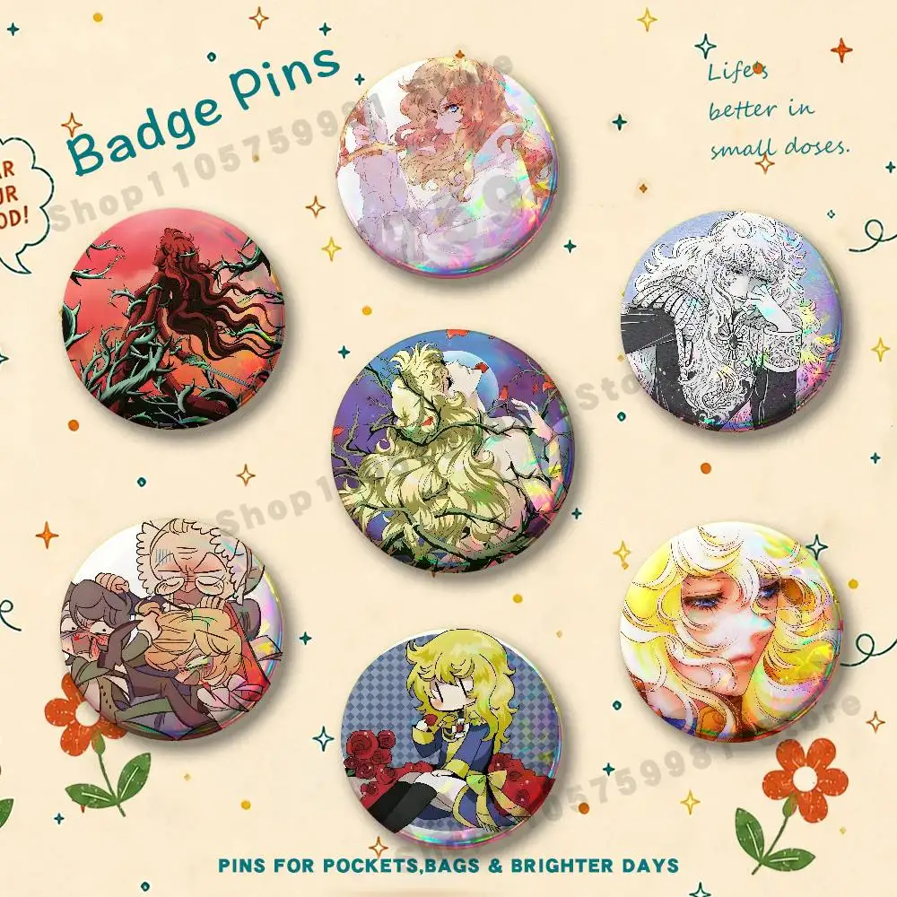 Comics  Lady Oscar T-The Rose of Versailles Enamel Pins Badge Round Brooch for Backpack Decor Accessories 25/32/44/58/75mm