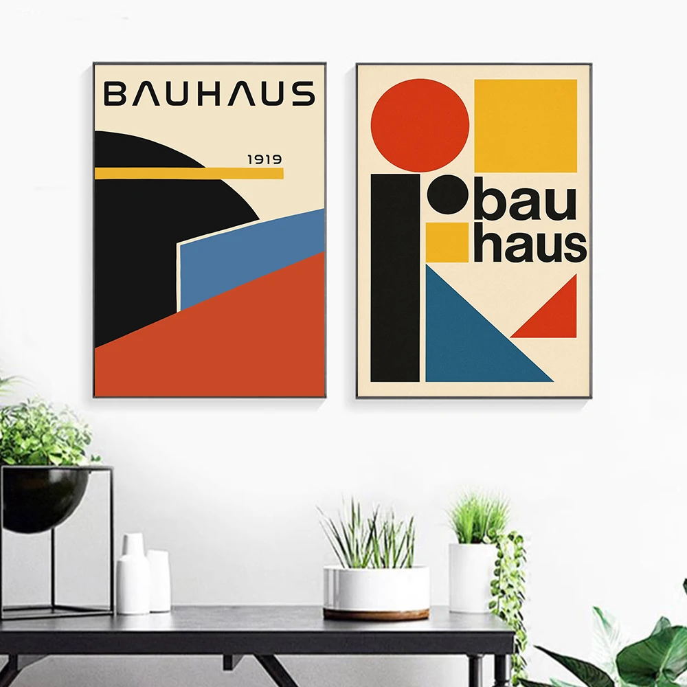 باوهاوس الجدار ملصق مجردة هندسية المشارك طباعة لغرفة المعيشة بساطتها باوهاوس معرض حائط لوح رسم ديكور فني