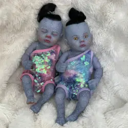 28CM Avatar Loulou&Meadow Lifelike Reborn Baby Dolls Collectible Art Dolls Full Soft Vinyl Bebe Dolls Detailed Painting Toys