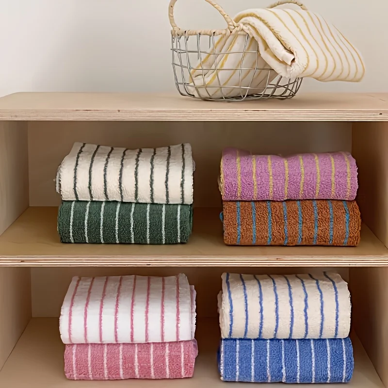 Retro Striped Cotton Towel Skin-Friendly Face Towel Bath Towels Soft Absorbent Face Towel Kitchen Towel