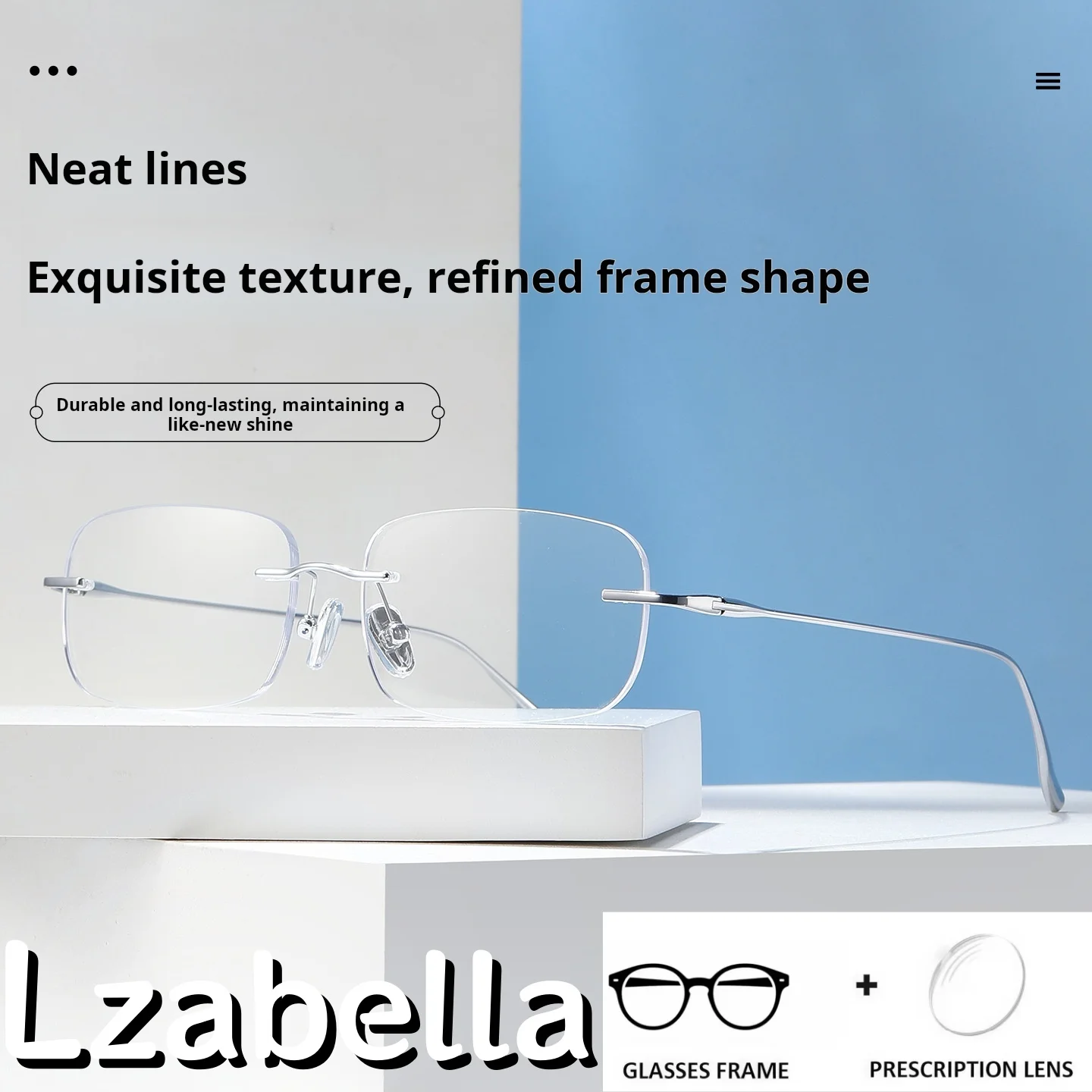 Lzabella Alloy Square Men's Rimless Frame Ultra Light Business Simple Fashion Myopia Hyperopia Optics Prescription Glasse1135-63