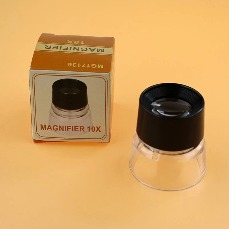 652F Pocket- Stand Loupe Magnifier 10x Magnification Portable Glass Desktop Small Magnifier for Watch Repair