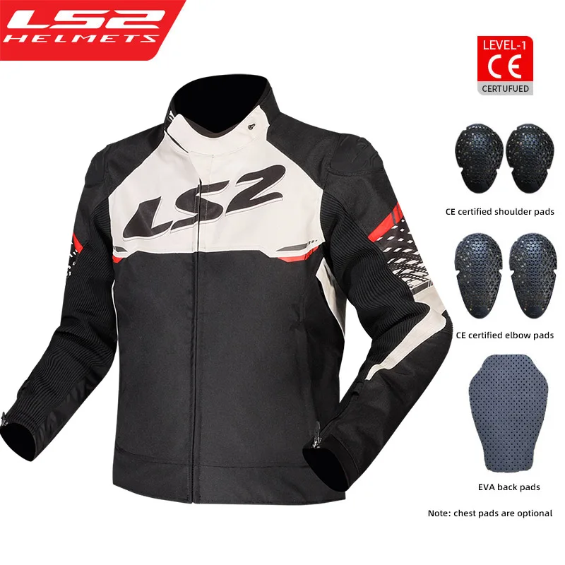 Veste de moto imperméable et coupe-vent pour hommes et femmes, vêtements d'équitation de motocross anti-chute, veste chaude, LS2, APEX MJ162, CE, automne et hiver