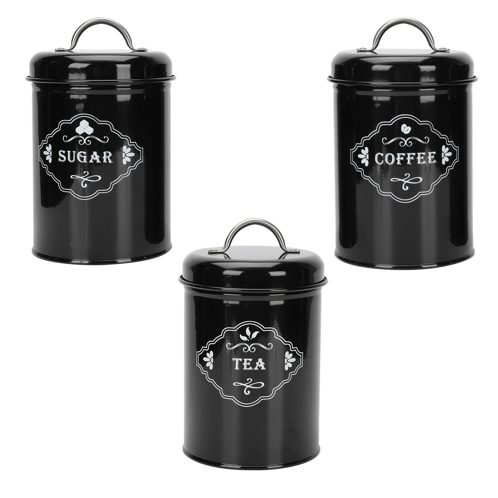 

Three Piece Sealed Cans Airtight Tea Storage Containers Boxes Reusable Tins Kitchen Accessories