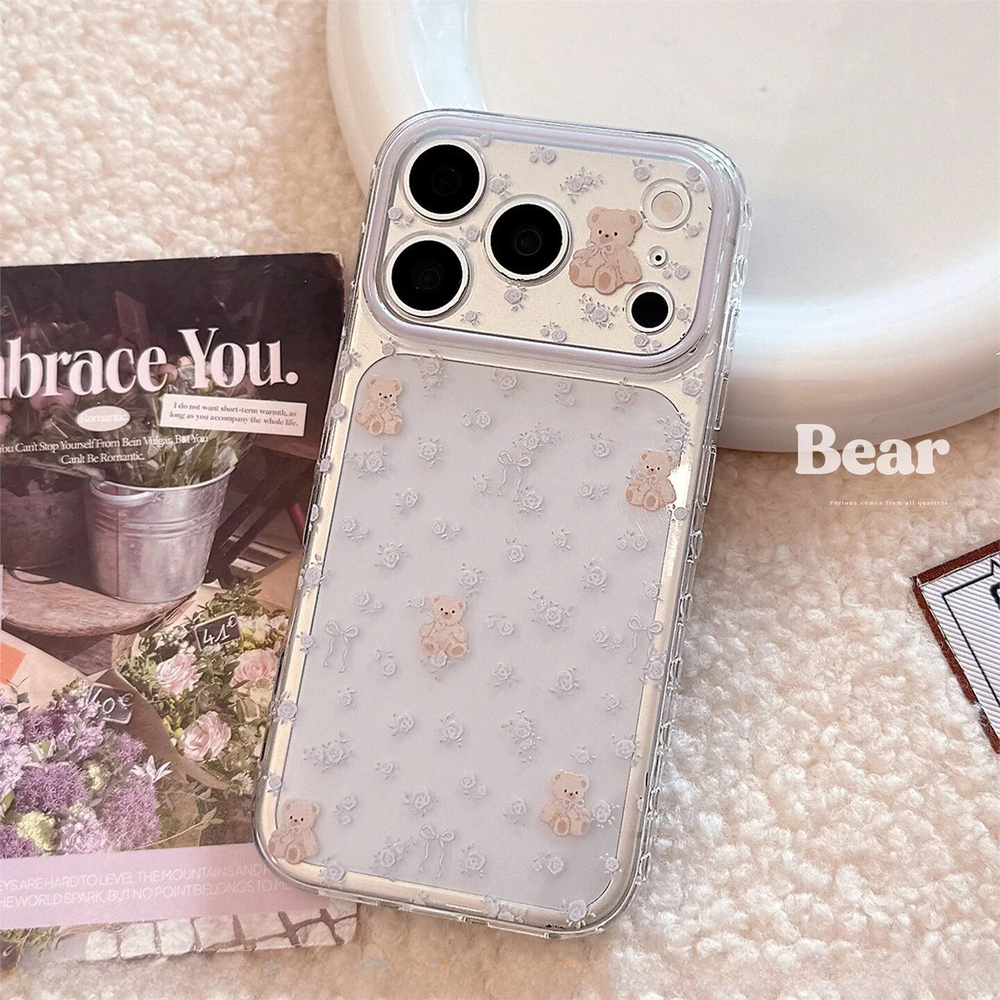capa-transparente-macia-com-estampa-floral-roxa-de-urso-sonhador-para-iphone-17-17-pro-max-16-e-14-–-estilo-casual-e-simple