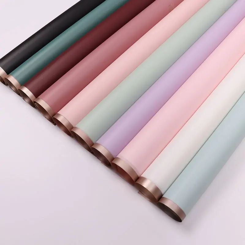 20pcs/lot Golden Border Rose Floral Wrapping Paper Korean Style Semitranparent Gift Florist Flower Bouquet Wrapping Paper