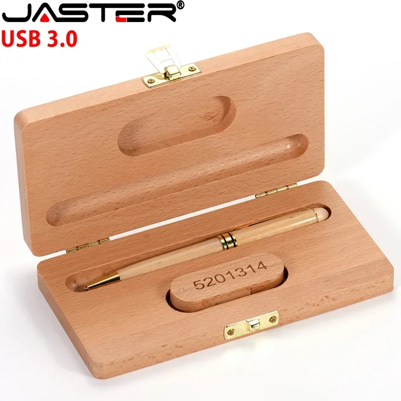 Unidad flash USB 3,0 con logotipo personalizado, bolígrafo estuche de bolígrafo, unidad de memoria Memoria USB de alta velocidad, caja de madera para fotografía, 32GB, 64GB, 128GB