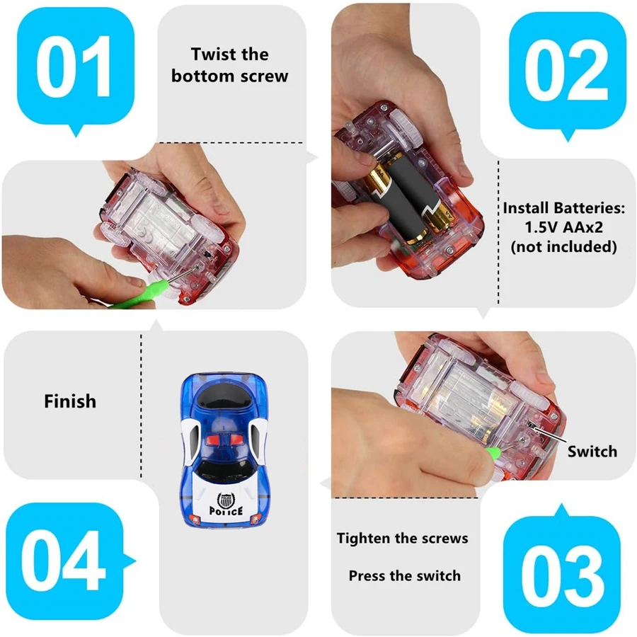 Magic Glowing Race Cars, Police Jeep Electric Toys, LED Race Track Set, Kids Car Parts, Birthday Gift for Boys & Girls