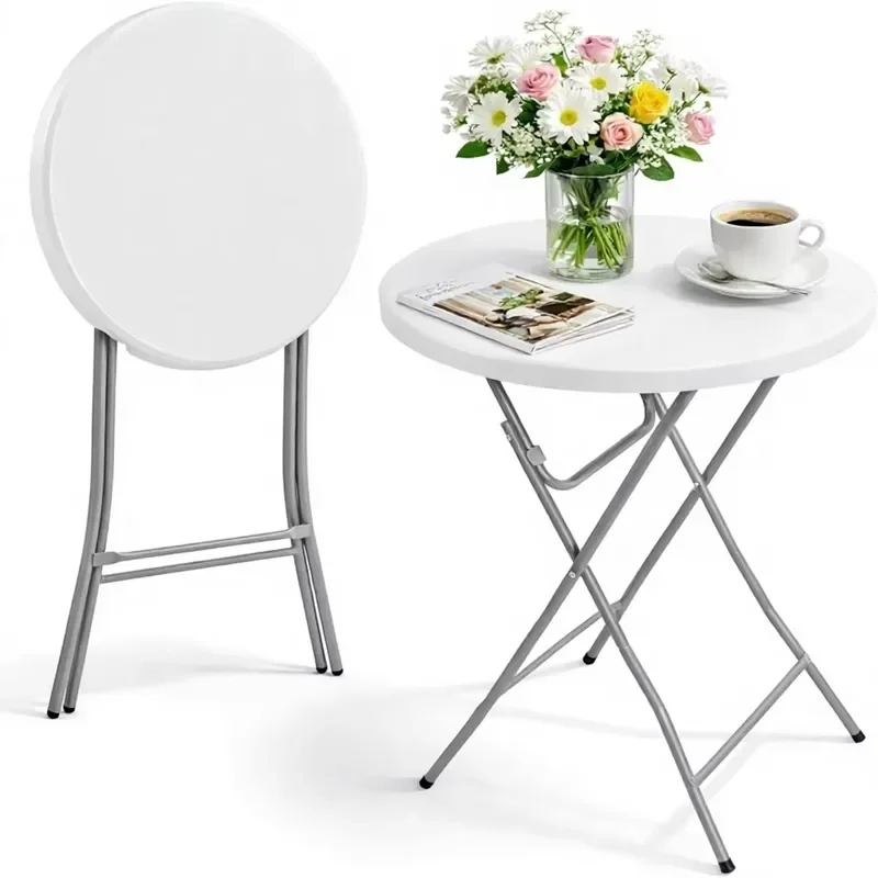 Modern Foldable Bar Table for 40 Inch Tall Portable Bistro Pub Table Sturdy Alloy Steel Base No Assembly Needed Kitchen
