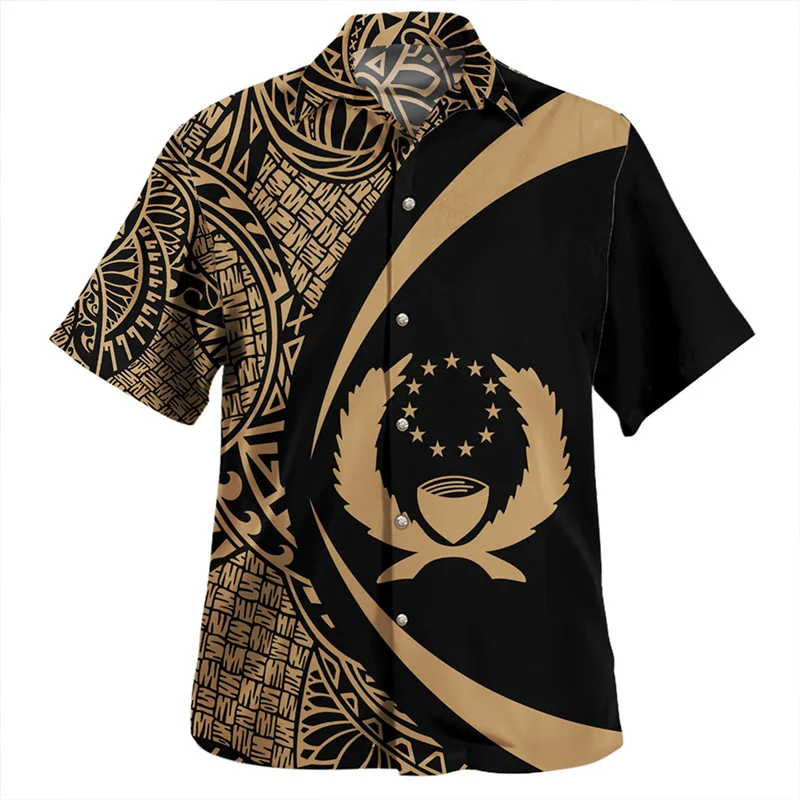 Camisas con estampado de bandera nacional del Estado de Pohnpei, camisetas cortas con estampado de emblema de Pohnpei, ropa de moda Vintage 3D de Micronesia, Verano