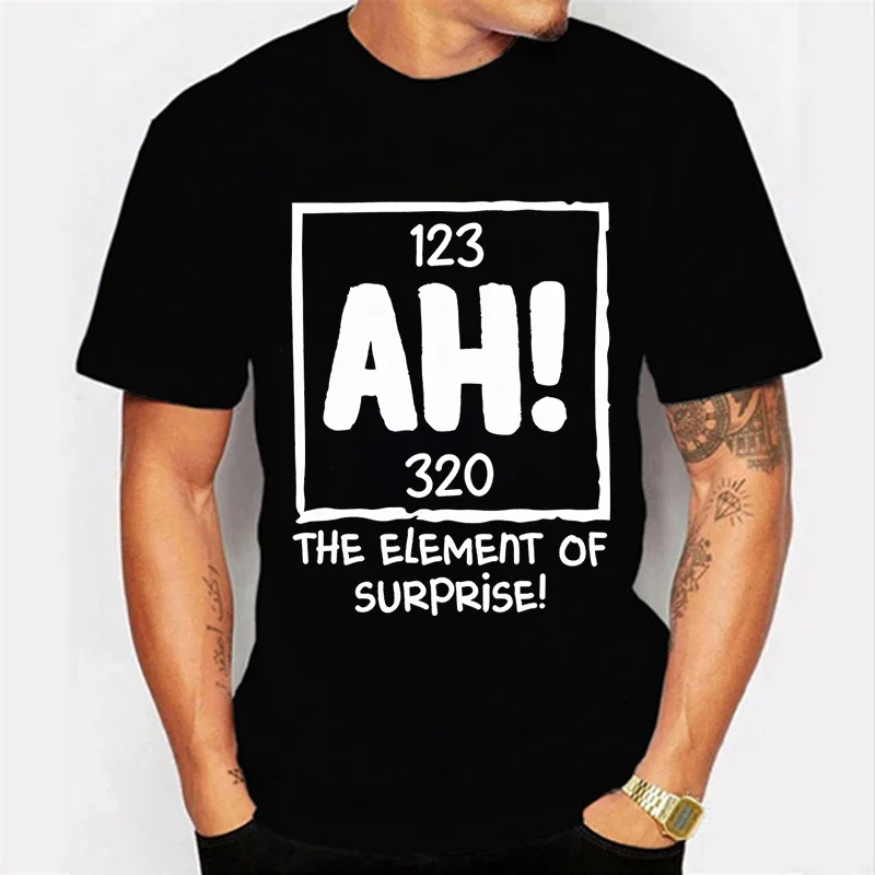 Men Clothing Ah! The Element of Surprise Chemistry Science Humor Graphic T Shirts Luminous Men Street Clothing T Shirt for Men