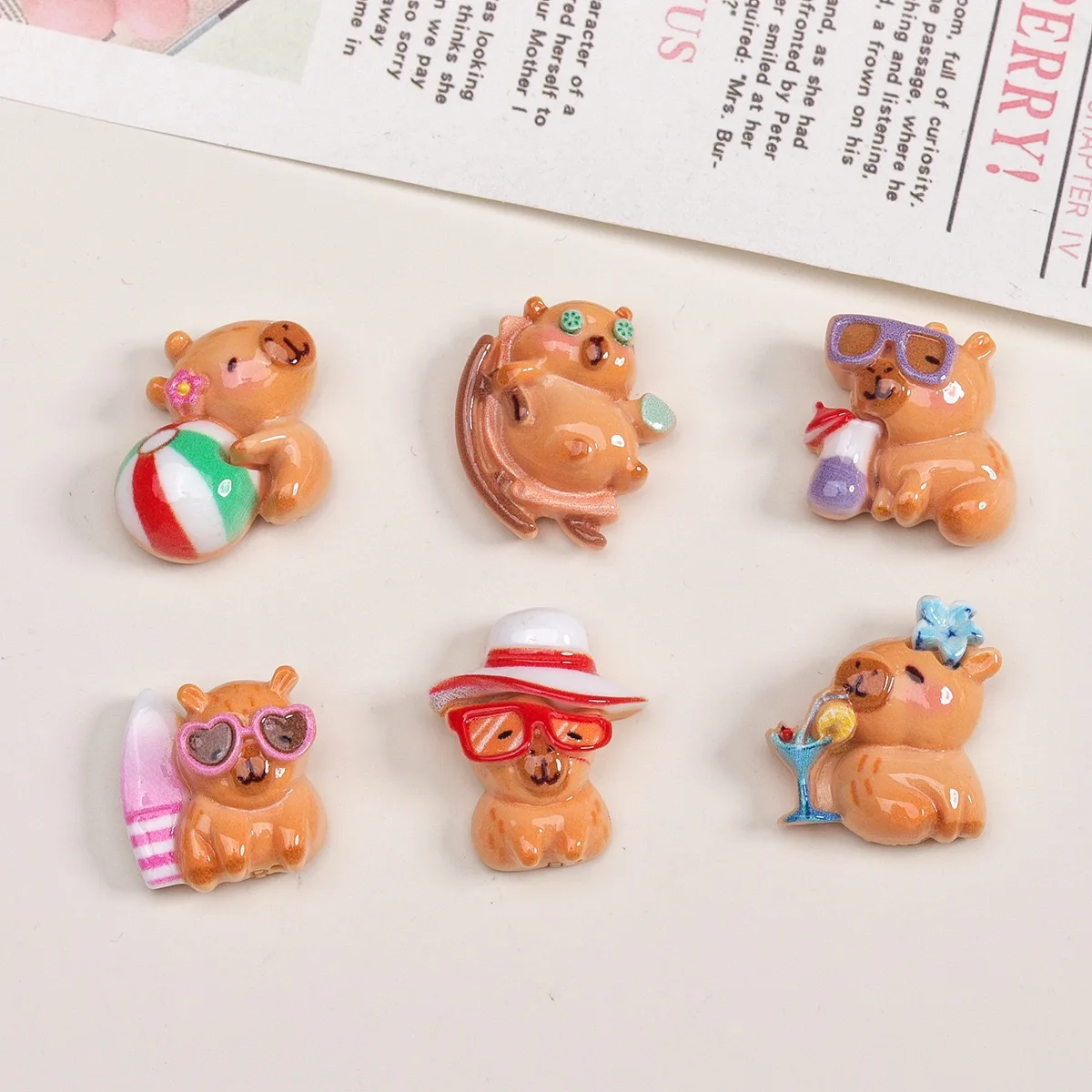 

Capybara Resin Animal Cabochons 20pcs Cute Flat Back Cartoon Animals Embellishments For Hair Bows Wholesale