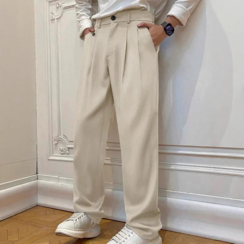 Men's Light Luxury Dress Pants Slim Fit Japanese Retro Elegant Premium Suit Trousers Spring Popular Leisure Commuting Pants