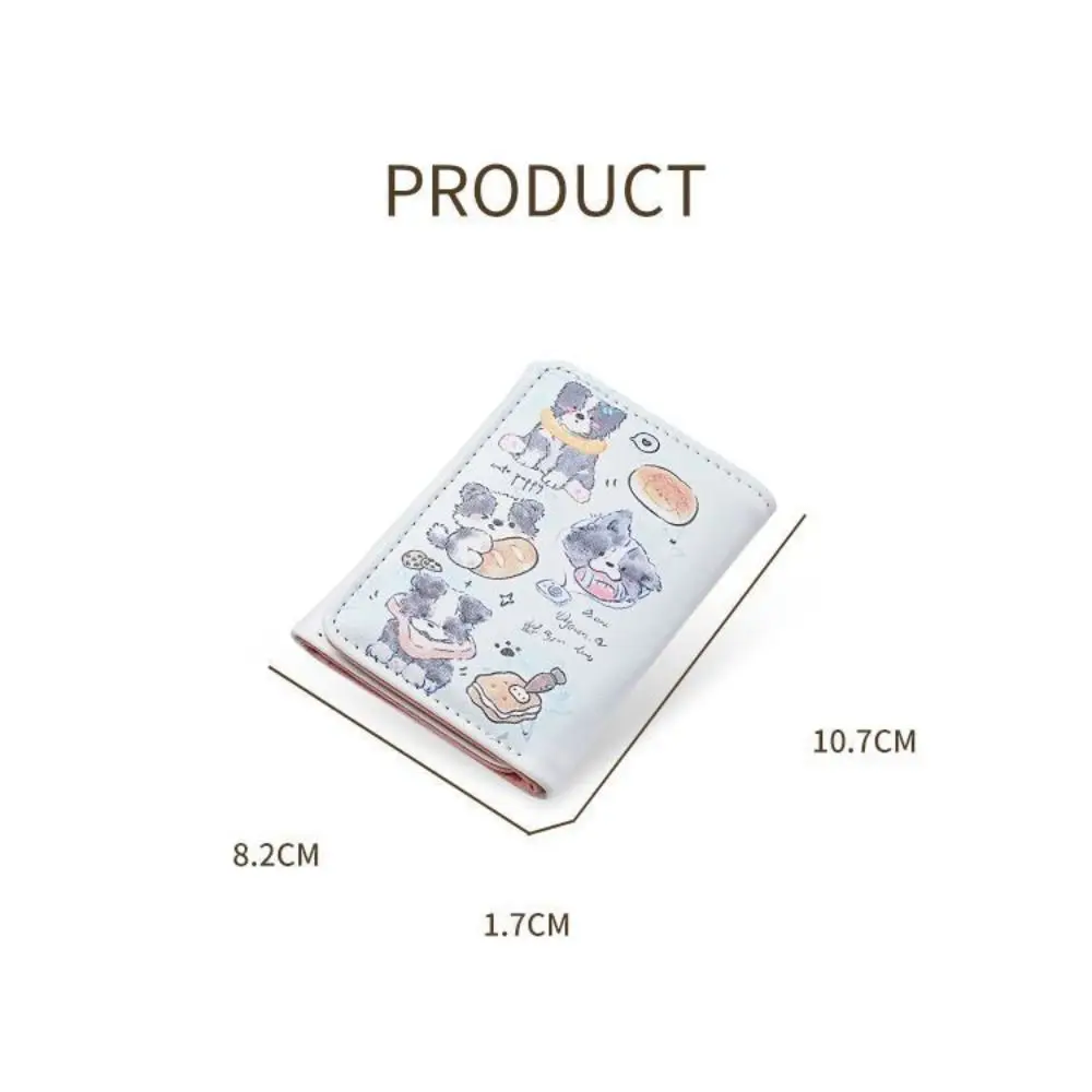 Стильный тройной короткий кошелек для девочек, большой вместительный кошелек с несколькими отделениями для карт, кошелек для монет для щенков, компактные легкие держатели для карт для женщин