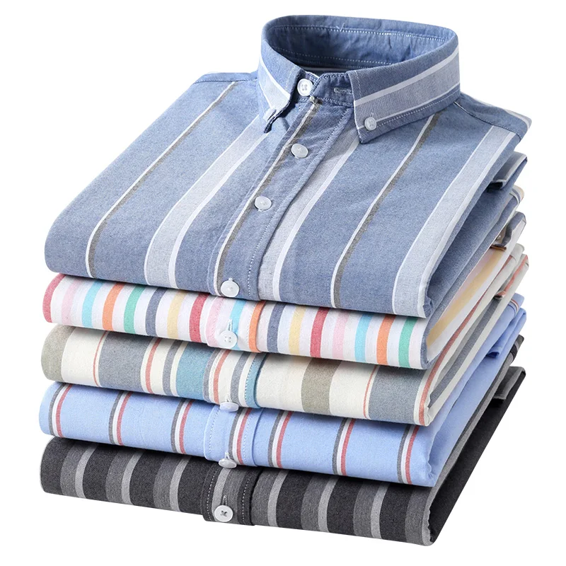 New Arrival 100% Pure Cotton Oxford Striped Or Plaid Shirt Mens Fashion Clothing Trends Longsleeve Shirt for Men Button Up Shirt