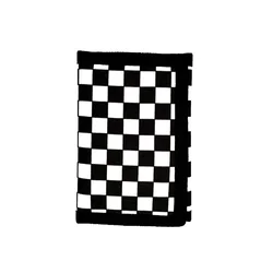 Trendy Minimalist, Chic Checkered Tri-Fold Wallet for Youngsters - Lightweight, Portable with ID Window & Credit Card Slots
