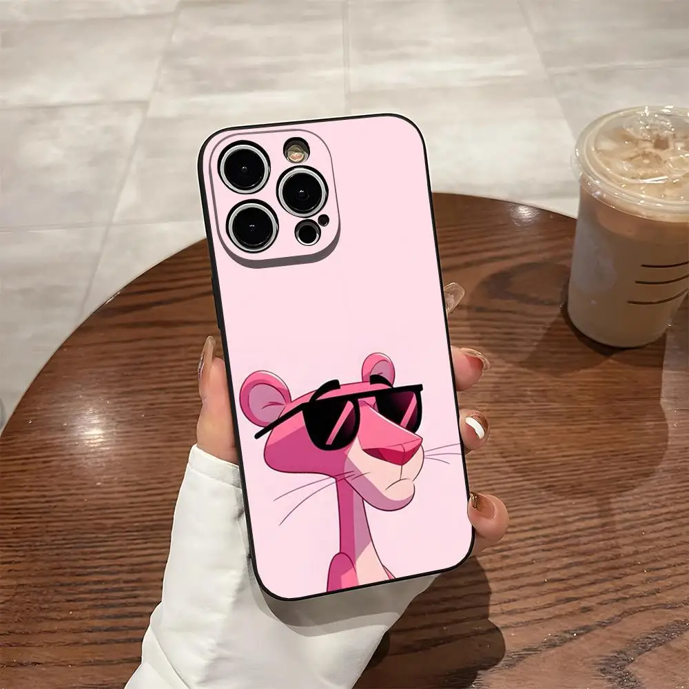 حافظة لهاتف آيفون 14 برو ماكس 12 16 13 برو 11 Xr X Xs 8 7 Plus من الرسوم المتحركة باللون الوردي P-PantherES