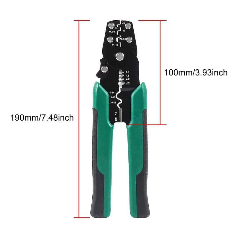 Multifunktionales 4-in-1 Elektrisches Crimpzangen-Set mit 140/280 Stück Flachsteckern, Abisolierzangen, Schneidwerkzeug und Crimpwerkzeug – Detail 5
