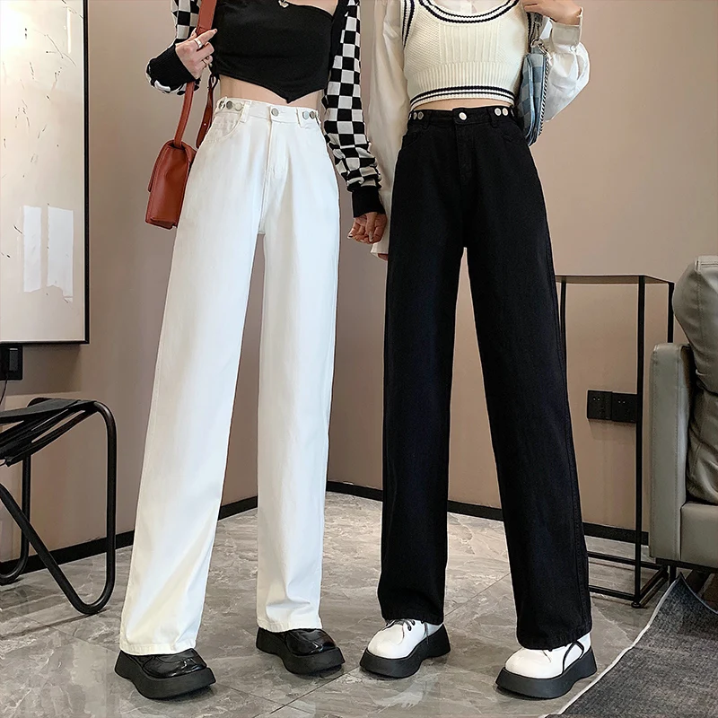 

Широкие джинсы с высокой талией и драпировкой, женские весенне-осенние свободные тонкие прямые джинсы больших размеров, модный хлопок, полиэстер, вискоза