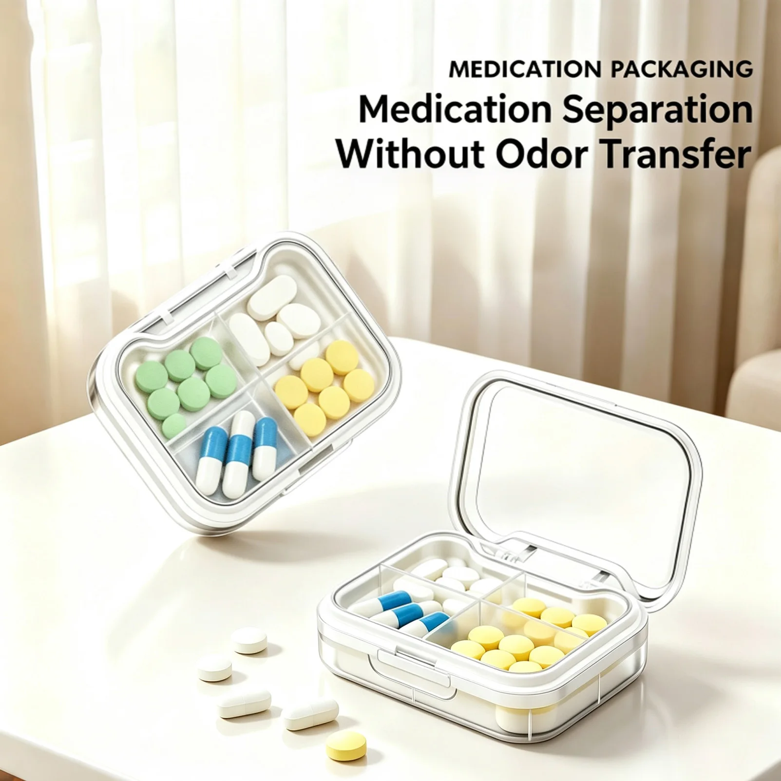 4 Grids Cross Compartment Pill Box Transparent Mini Plastic Pill Case Portable Pocket Medicine Organizer for Home Outdoor Travel