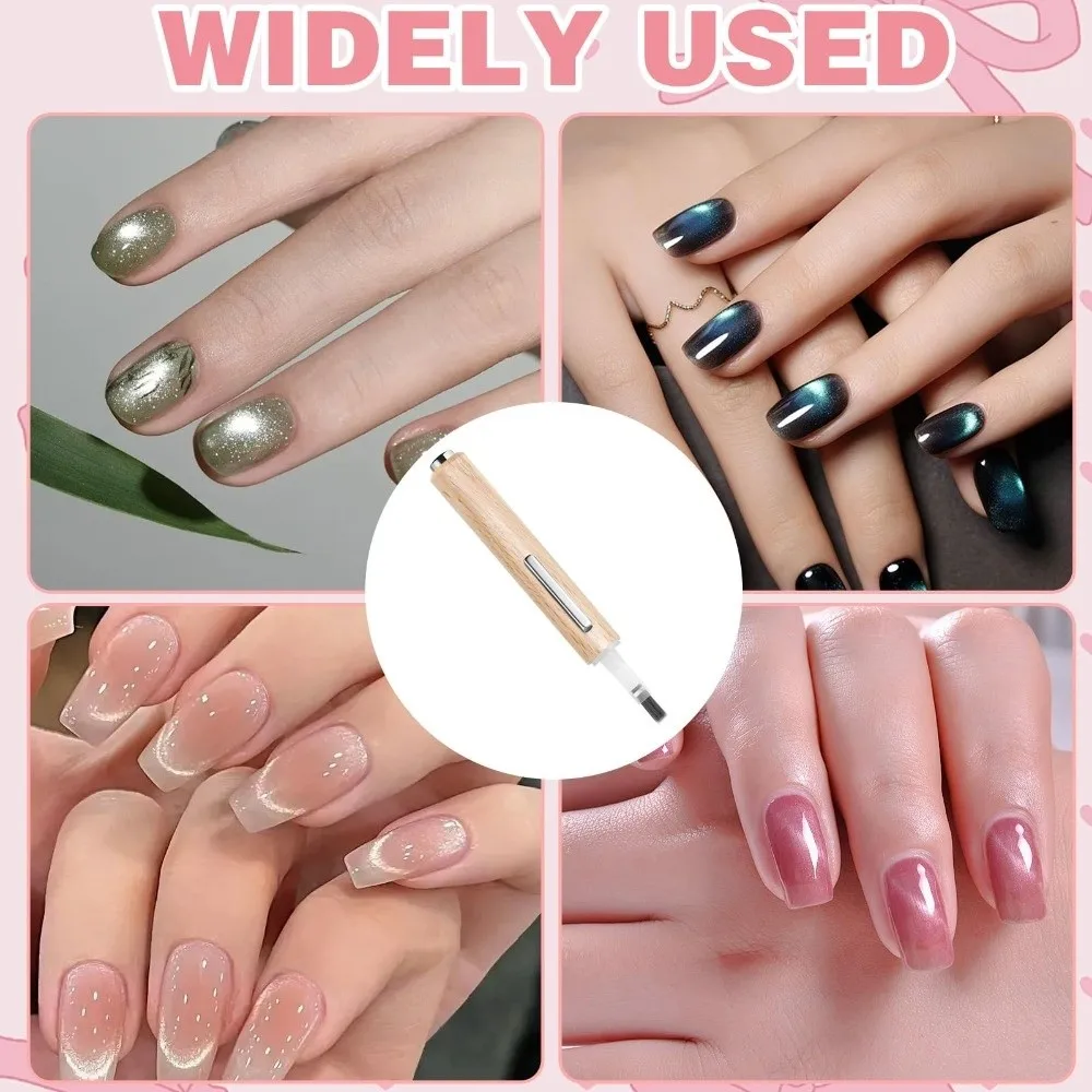 Testine intercambiabili Set di strumenti per penna per unghie 3 in 1 Pennello per nail art con forte magnete multifunzionale Strumento per manicure facile per manicure