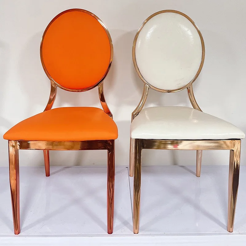 Napoleon Hotel Chair Wedding Banquet Hall Chair Household Electroplating Spray Metal Sun Round Back Dining Chair High Backrest