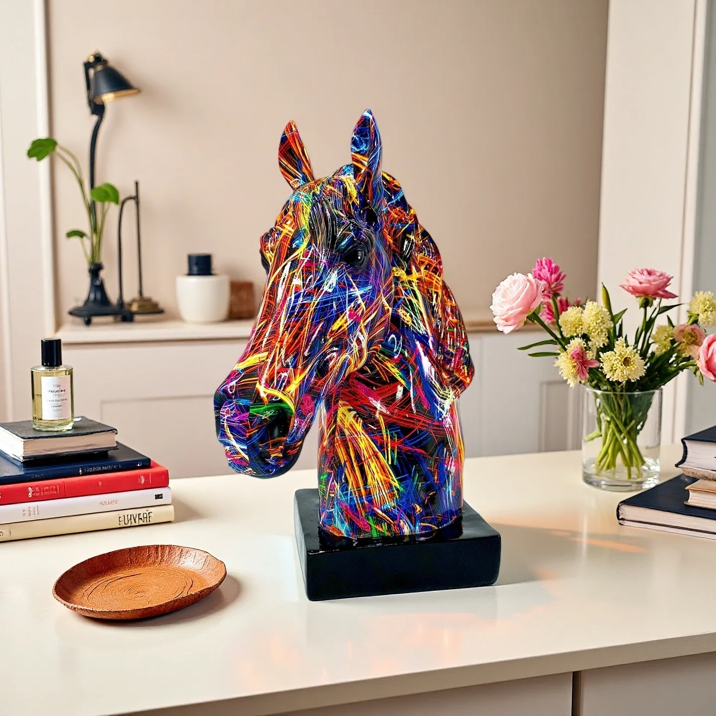 Creative Resin Horse Head Orn - Resin Art Resin 评论和价格