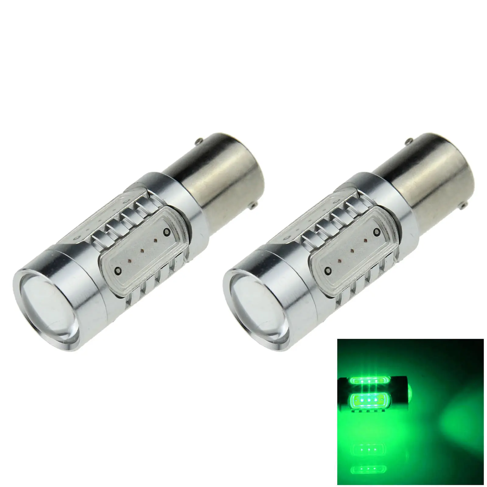 

2x Green Car 1156 Camper Light Parking Blub Hight Power 5 Emitters COB SMD LED 1093 1759 D024-G