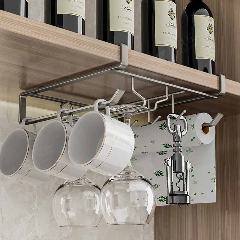 Light Luxury High-End Home Organization Non-Punching Inverted Hanging Red Wine Glass Rack Goblet Cabinet Hanging Racks